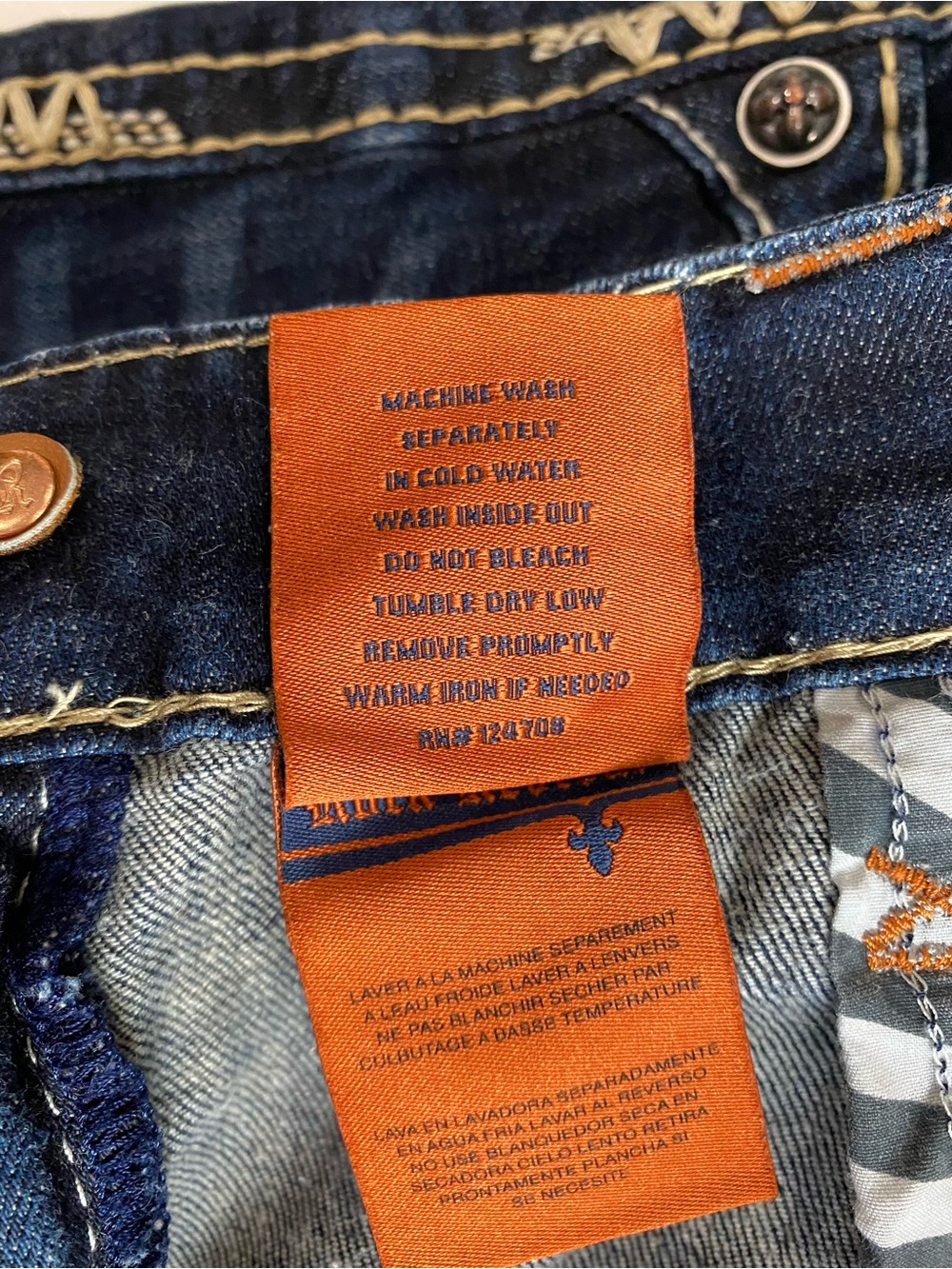Rock Revival Arran Men’s Bootcut Jeans in Dark Blue with Contrast Stitching - Picture 12 of 12